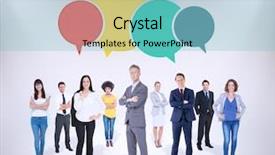  Presentation with team - PPT theme having business team against grey background background and a seafoam green colored foreground