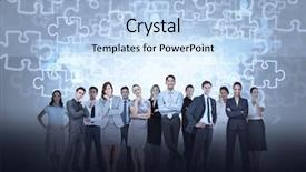  Presentation with abstract digital business interface - Amazing theme having business team against jigsaw backdrop and a light blue colored foreground