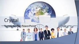  Presentation with logistics - Audience pleasing PPT theme consisting of business team against logistics graphic backdrop and a light blue colored foreground