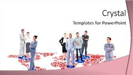  Presentation with business road map - Amazing theme having business team against map made backdrop and a white colored foreground