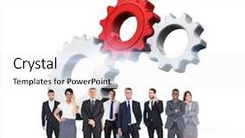  Presentation with business process - Beautiful slide deck featuring business team against white backdrop and a white colored foreground