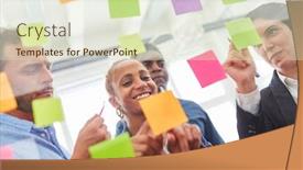  Presentation with sticky notes - Presentation with business-team-analyzes-project-ideas background and a soft green colored foreground