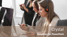  Presentation with new office - Amazing slide deck having business-team-analyzing-new-data backdrop and a coral colored foreground