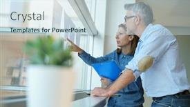  Presentation with sales - Beautiful slides featuring business-team-analyzing-sales-results backdrop and a sky blue colored foreground