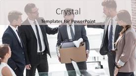  Presentation with personal - Presentation design having business-team-and-frustrated-employee background and a light gray colored foreground