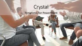  Presentation with project manager - Slide set having business team applauding its project background and a soft green colored foreground