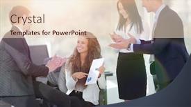  Presentation with team achievements - Theme consisting of business team applauding their achievements background and a lemonade colored foreground