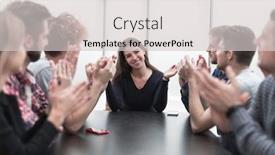  Presentation with team leader - Beautiful presentation featuring business-team-applauding-their-leader backdrop and a light gray colored foreground