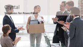  Presentation with employee - PPT layouts having business-team-applauds-the-new background and a soft green colored foreground