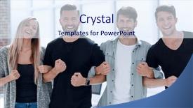  Presentation with team hands - Slides featuring business team are taking each background and a sky blue colored foreground