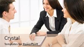  Presentation with team meeting - Audience pleasing theme consisting of business team at a meeting backdrop and a lemonade colored foreground