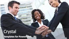  Presentation with building team - Presentation design having business team at office building background and a dark gray colored foreground