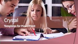  Presentation with team meeting - Beautiful slide set featuring business team at the meeting backdrop and a  colored foreground