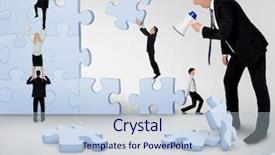  Presentation with together puzzle pieces - Presentation theme featuring business team building puzzle pieces background and a  colored foreground