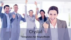  Presentation with job - Beautiful slide set featuring business team celebrating a good backdrop and a light blue colored foreground