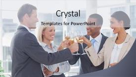  Presentation with toasting - Amazing theme having business team celebrating with champagne backdrop and a sky blue colored foreground