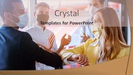  Presentation with corona - Presentation theme featuring business-team-closing-deal background and a lemonade colored foreground