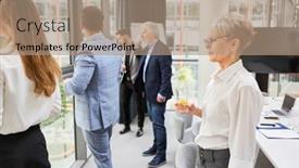  Presentation with look - Slides with business-team-colleagues-look-relaxed background and a coral colored foreground