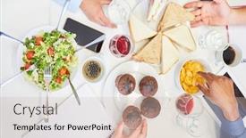  Presentation with snacks - Audience pleasing PPT theme consisting of business-team-colleagues-share-different backdrop and a soft green colored foreground