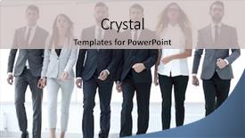  Presentation with stepping - Cool new presentation design with business team confidently stepping forward backdrop and a light gray colored foreground