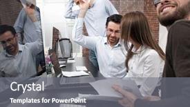  Presentation with data - Slides consisting of business team discusses financial data background and a gray colored foreground