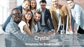  Presentation with team work - Audience pleasing slides consisting of business team discusses the result backdrop and a gray colored foreground