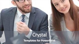  Presentation with financial report - Slide set featuring business team discussing a financial background and a  colored foreground