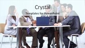  Presentation with business plan - PPT theme consisting of business team discussing a new background and a  colored foreground