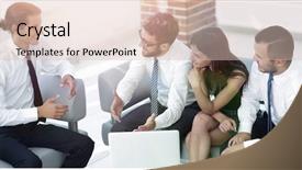  Presentation with team - Beautiful presentation design featuring business team discussing business issues backdrop and a lemonade colored foreground