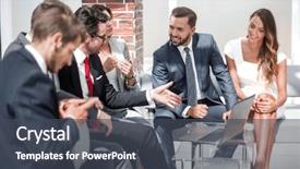  Presentation with team - PPT layouts consisting of business team discussing business issues background and a dark gray colored foreground