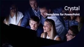  Presentation with team - PPT theme consisting of business team discussing business news background and a  colored foreground