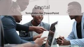  Presentation with team meeting - Slides consisting of business-team-discussing-documents background and a light gray colored foreground