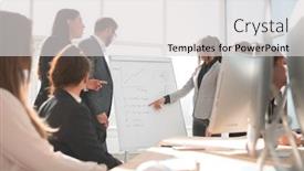  Presentation with information - Slides enhanced with business-team-discussing-information background and a light gray colored foreground