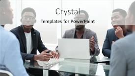  Presentation with new business ideas - Colorful slide deck enhanced with business-team-discussing-new-ideas backdrop and a cool aqua colored foreground