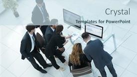  Presentation with business profit - Beautiful PPT layouts featuring business team discussing the company's profit backdrop and a sky blue colored foreground