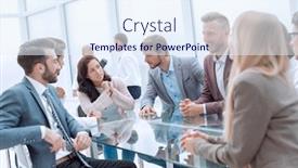  Presentation with team - Slide deck having business-team-discussing-the-terms background and a sky blue colored foreground