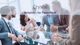  Presentation with team - PPT layouts featuring business-team-discussing-the-terms background and a sky blue colored foreground