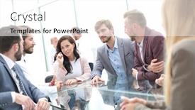  Presentation with team - PPT theme consisting of business-team-discussing-the-terms background and a white colored foreground