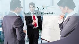  Presentation with team meeting - PPT theme featuring business team drafting in strategy background and a  colored foreground