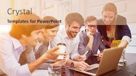  Presentation with team training - Audience pleasing slides consisting of business-team-during-a-training backdrop and a coral colored foreground