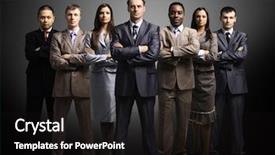  Presentation with team - PPT theme with business team formed of young background and a wine colored foreground