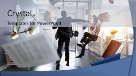  Presentation with team - Beautiful presentation theme featuring business team games mixed media backdrop and a light blue colored foreground