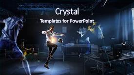  Presentation with spirit - PPT theme with business team games mixed media background and a  colored foreground