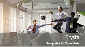  Presentation with team - Cool new theme with business team games mixed media backdrop and a gray colored foreground