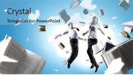  Presentation with team - PPT theme featuring business team games mixed media background and a light blue colored foreground