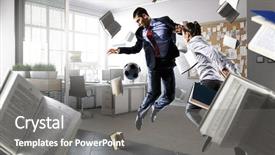  Presentation with spirit - Amazing PPT layouts having business team games mixed media backdrop and a  colored foreground