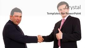  Presentation with hand shake office - Slides with business team hand shake at the office background and a white colored foreground