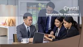  Presentation with team meeting - Cool new theme with business-team-have-a-meeting backdrop and a gray colored foreground