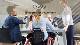  Presentation with diversity - Presentation with business-team-having-a-discussion background and a coral colored foreground