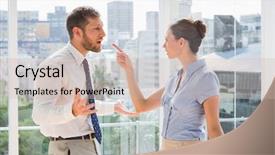  Presentation with team - Cool new slides with business team having a heated backdrop and a soft green colored foreground